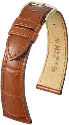 Correa de piel marrón Hirsch London M 04207179-1 (Piel de aligátor)