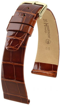 Correa de piel marrón Hirsch Prestige L 02207070-1 (Piel de cocodrilo) Hirsch Selection