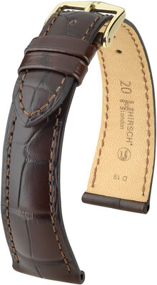 Correa de piel marrón Hirsch London M 04207117-1 (Piel de aligátor) Hirsch Selection