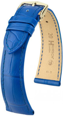 Correa de piel azul Hirsch London M 04207185-1 (Piel de aligátor) Hirsch Selection