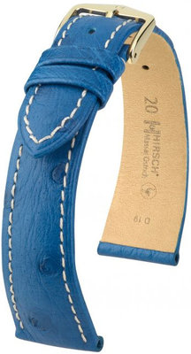 Correa de piel azul Hirsch Massai Ostrich M 04262184-1 (Piel de avestruz) Hirsch Selection