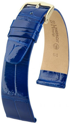Correa de piel azul Hirsch Prestige L 02207082-1 (Piel de aligátor) Hirsch Selection
