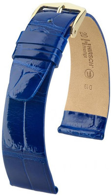 Correa de piel azul Hirsch Prestige M 02207182-1 (Piel de aligátor) Hirsch Selection