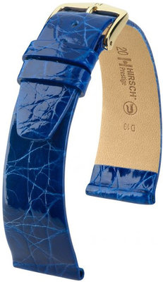 Correa de piel azul Hirsch Prestige M 02208185-1 (Piel de cocodrilo) Hirsch Selection