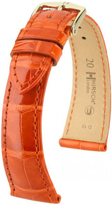 Correa de piel naranja Hirsch London M 04207177-1 (Piel de aligátor) Hirsch Selection