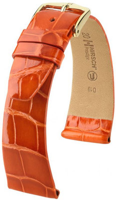 Correa de piel naranja Hirsch Prestige L 02207077-1 (Piel de aligátor) Hirsch Selection