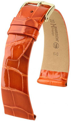 Correa de piel naranja Hirsch Prestige M 02207177-1 (Piel de aligátor) Hirsch Selection