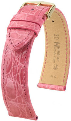 Correa de piel rosa Hirsch Genuine Croco L 01808025-1 (Piel de cocodrilo) Hirsch Selection