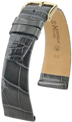 Correa de piel gris Hirsch Prestige L 02207030-1 (Piel de aligátor) Hirsch Selection