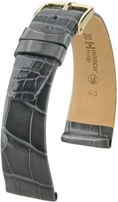 Correa de piel gris Hirsch Prestige M 02207130-1 (Piel de aligátor) Hirsch Selection