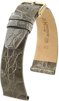Correa de piel gris Hirsch Prestige M 02208130-1 (Piel de cocodrilo) Hirsch Selection