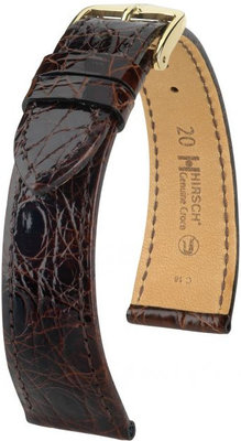 Correa de piel marrón oscuro Hirsch Genuine Croco L 01808010-1 (Piel de cocodrilo)