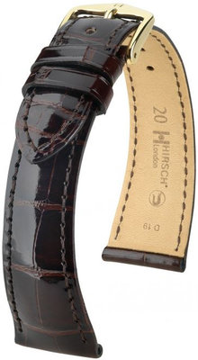 Correa de piel marrón oscuro Hirsch London L 04207010-1 (Piel de aligátor) Hirsch Selection