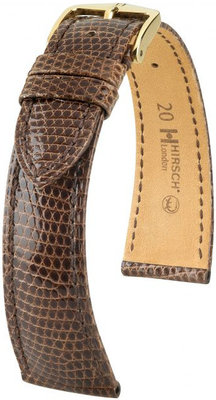 Correa de piel marrón oscuro Hirsch London L 04266010-1 (Piel de lagarto) Hirsch Selection