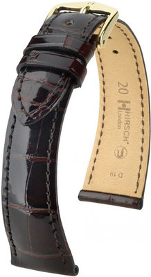 Correa de piel marrón oscuro Hirsch London M 04207110-1 (Piel de aligátor) Hirsch Selection