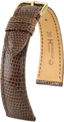 Correa de piel marrón oscuro Hirsch London M 04266110-1 (Piel de lagarto) Hirsch Selection