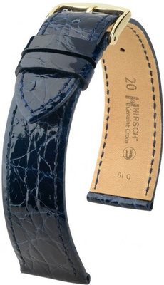 Correa de piel azul oscuro Hirsch Genuine Croco L 01808080-1 (Piel de cocodrilo) Hirsch Selection