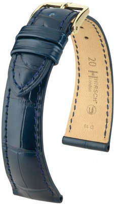 Correa de piel azul oscuro Hirsch London M 04207189-1 (Piel de aligátor) Hirsch Selection
