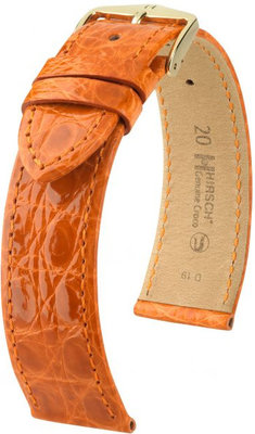Correa de piel naranja oscuro Hirsch Genuine Croco L 01808076-1 (Piel de cocodrilo) Hirsch Selection