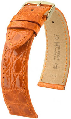Correa de piel naranja oscuro Hirsch Genuine Croco M 01808176-1 (Piel de cocodrilo) Hirsch Selection