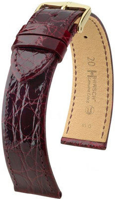 Correa de piel burdeos Hirsch Genuine Croco M 01808160-1 (Piel de cocodrilo) Hirsch Collection
