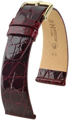 Correa de piel burdeos Hirsch Prestige L 02208060-1 (Piel de cocodrilo) Hirsch Selection