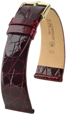 Correa de piel burdeos Hirsch Prestige M 02208160-1 (Piel de cocodrilo) Hirsch Selection