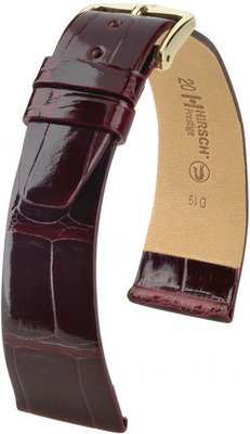 Correa de piel burdeos Hirsch Prestige M 02307160-1 (Piel de aligátor) Hirsch Selection