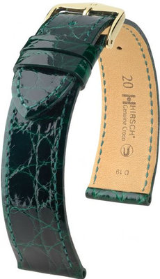 Correa de piel verde Hirsch Genuine Croco M 01808140-1 (Piel de cocodrilo) Hirsch Selection