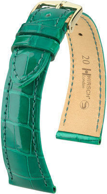 Correa de piel verde Hirsch London L 04307040-1 (Piel de aligator) Hirsch selection