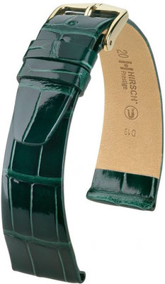Correa de piel verde Hirsch Prestige L 02207041-1 (Piel de aligátor) Hirsch Selection