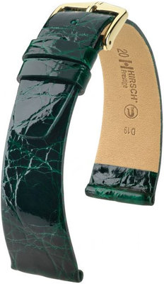 Correa de piel verde Hirsch Prestige M 02208140-1 (Piel de cocodrilo) Hirsch Selection