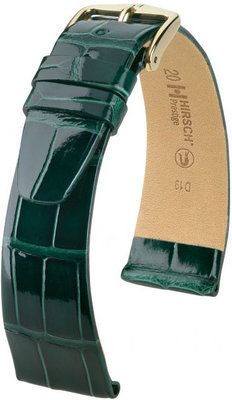 Correa de piel verde Hirsch Prestige M 02307141-1 (Piel de aligátor) Hirsch Selection