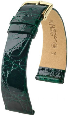 Correa de piel verde Hirsch Prestige M 02308140-1 (Piel de cocodrilo) Hirsch Selection