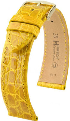 Correa de piel amarilla Hirsch Genuine Croco M 01808172-1 (Piel de cocodrilo) Hirsch Selection