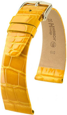 Correa de piel amarilla Hirsch Prestige L 02207073-1 (Piel de aligátor) Hirsch Selection