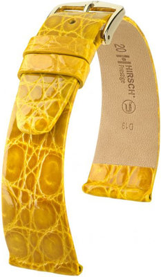 Correa de piel amarilla Hirsch Prestige L 02208072-1 (Piel de cocodrilo) Hirsch Selection