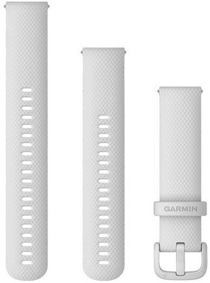 Correa de liberación rápida Garmin 20mm, silicona, blanca, hebilla blanca (Venu, Venu Sq, Venu 2 plus, etc.) + pieza extendida