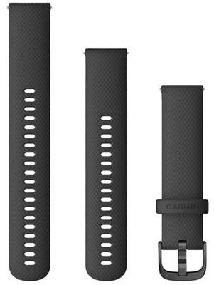 Correa de liberación rápida Garmin 20mm, silicona, negra, hebilla oscura (Venu, Venu Sq, Venu 2 plus, etc.) + pieza extendida