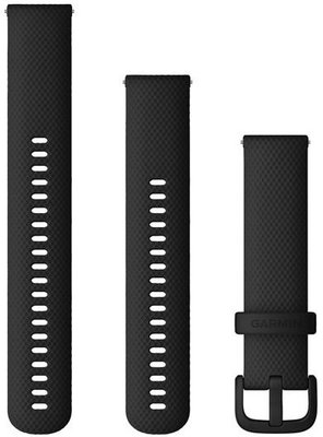 Correa de liberación rápida Garmin 20mm, silicona, negra, hebilla negra (Venu, Venu Sq, Venu 2 plus, etc.) + pieza extendida
