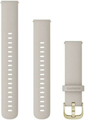 Correa de liberación rápida Garmin 18 mm, silicona, beige, hebilla dorada (Venu 2S, Vívoactive 4S, Vívomove 3S)