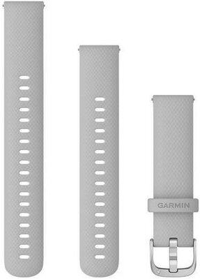 Correa Garmin Quick Release 18mm, silicona, gris claro, hebilla plateada (Venu 2S, Vívoactive 4S, Vívomove 3S) + extensión