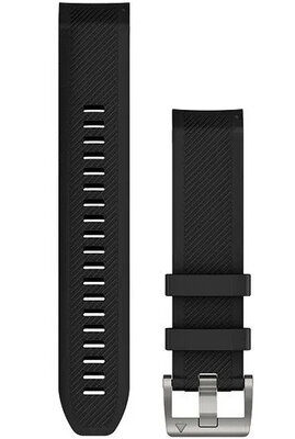 Correa Garmin QuickFit 22mm, silicona, negra, hebilla plateada (Fenix 7/6/5, Epix 2, MARQ, etc.)