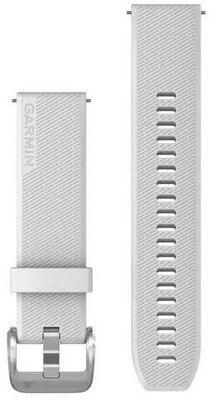 Correa de liberación rápida Garmin 20 mm, silicona, blanca, hebilla plateada (Venu Sq, Venu 2 plus, etc.)