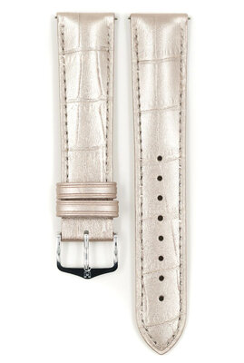 correa de cuero Hirsch Duke Metallic M 01027130-2, gris, piel de ternera, longitud M, Quick Release