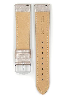 correa de cuero Hirsch Duke Metallic M 01027130-2, gris, piel de ternera, longitud M, Quick Release