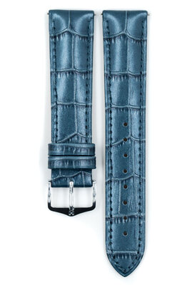 correa de cuero Hirsch Duke Metallic M 01027180-2, azul, piel de ternera, longitud M, Quick Release