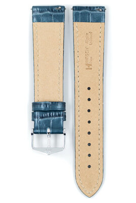 correa de cuero Hirsch Duke Metallic M 01027180-2, azul, piel de ternera, longitud M, Quick Release