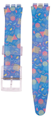 Correa de plástico azul para señora con motivo de color C11 para Swatch 17mm