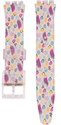 Correa de señora de plástico blanco con motivo de color C3 para Swatch 17mm
